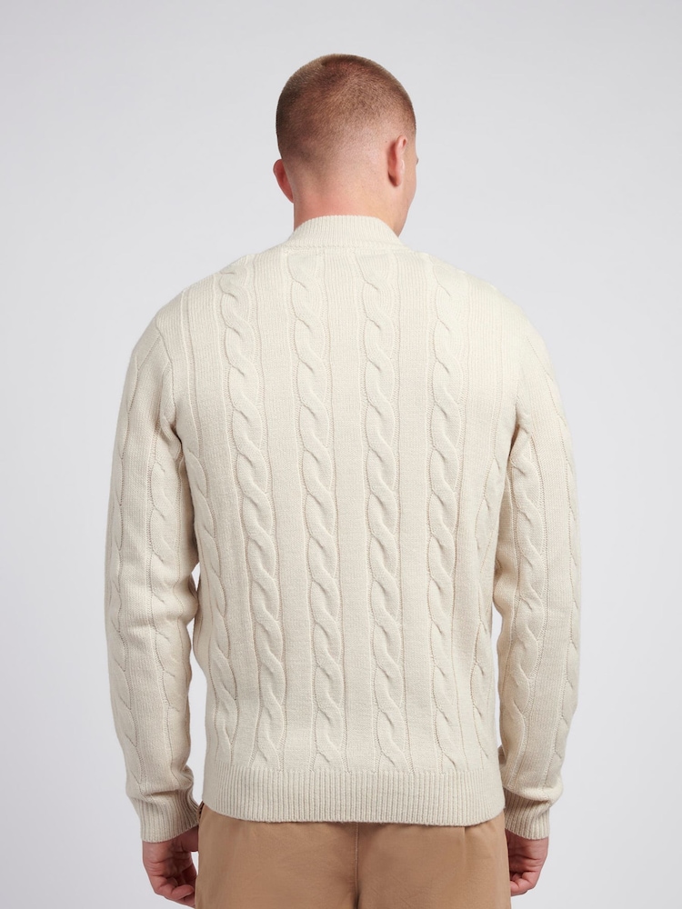U.S. Polo Assn. Natural Mens Cable Knit Quarter Zip Funnel Neck Sweater - Image 2 of 7