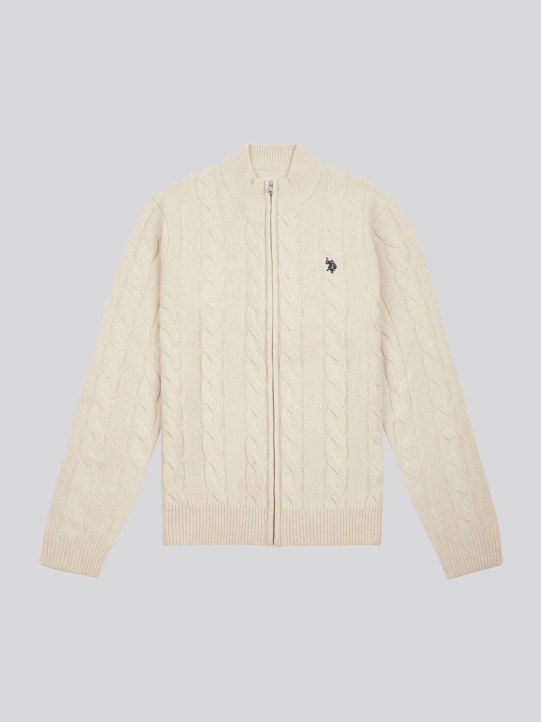 Buy U.S. Polo Assn. Natural Mens Cable Knit Quarter Zip