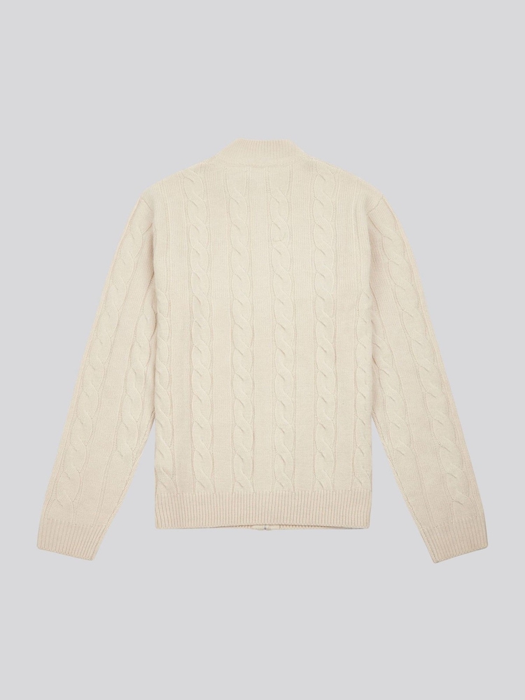U.S. Polo Assn. Natural Mens Cable Knit Quarter Zip Funnel Neck Sweater - Image 6 of 7