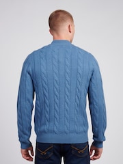 U.S. Polo Assn Aqua Blue U.S. Polo Assn. Mens Cable Knit Funnel Neck Sweater - Image 4 of 7