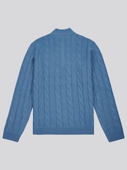 U.S. Polo Assn Aqua Blue U.S. Polo Assn. Mens Cable Knit Funnel Neck Sweater - Image 6 of 7