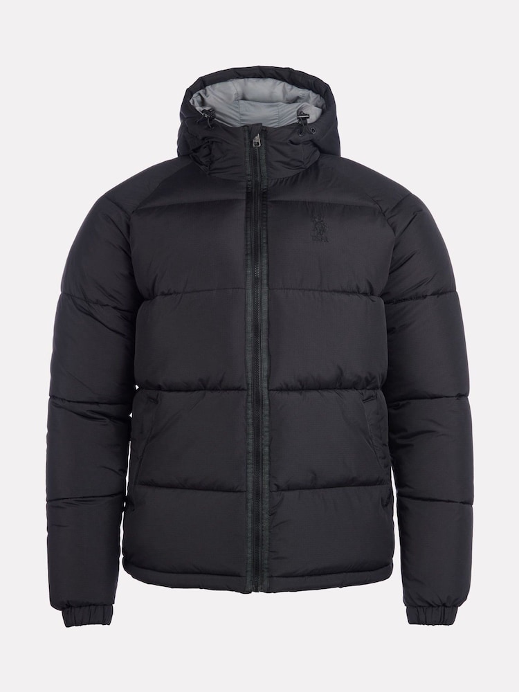 U.S. Polo Assn. Mens Ripstop Hooded Puffer Jacket - Image 7 of 12