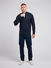 U.S. Polo Assn. Blue Mens Cable Knit Quarter Zip Funnel Neck Sweater - Image 3 of 7