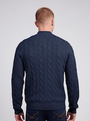U.S. Polo Assn Blue U.S. Polo Assn. Mens Cable Knit Funnel Neck Sweater - Image 2 of 7