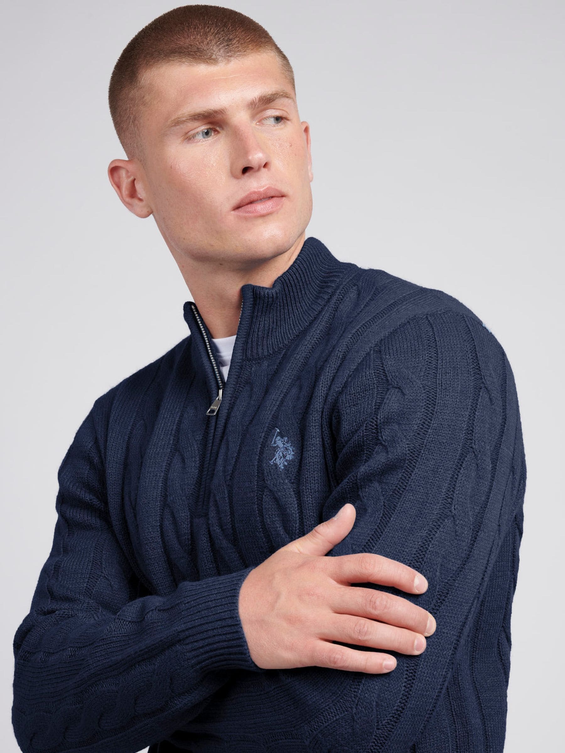 Buy U.S. Polo Assn Blue U.S. Polo Assn. Mens Cable Knit