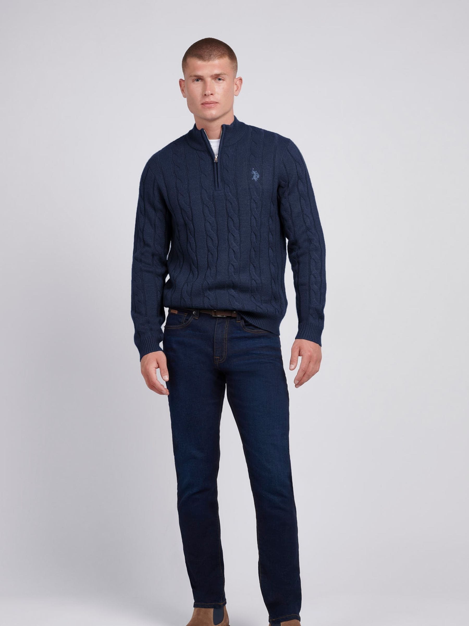 日本全国送料無料商品 | 特集  Assn. Polo U.S. Blue Assn Polo U.S. Buy Mens Knit Cable Mサイズ