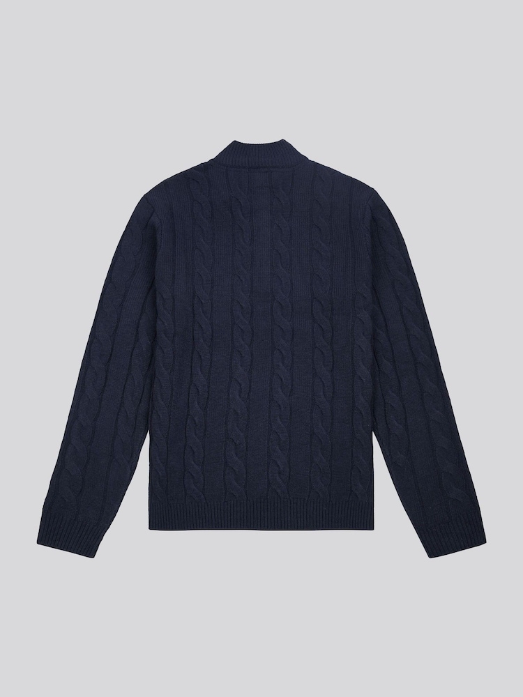 U.S. Polo Assn Blue U.S. Polo Assn. Mens Cable Knit Funnel Neck Sweater - Image 6 of 7