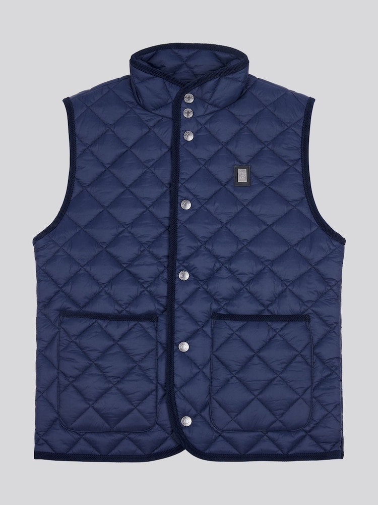 U.S. Polo Assn. Mens Blue Diamond Quilt Hacking Gilet - Image 1 of 4