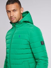 U.S. Polo Assn Green Mens Lightweight Quilt Hooded Puffer Jacket - Image 2 of 12