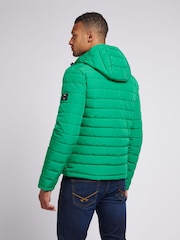 U.S. Polo Assn Green Mens Lightweight Quilt Hooded Puffer Jacket - Image 4 of 12