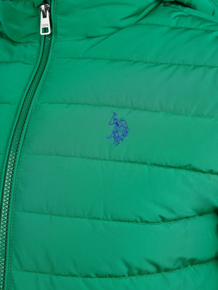 Зелений - U.S. Polo Assn Mens Lightweight Quilt з капюшоном Puffer куртка - Image 6 of 12