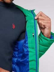 U.S. Polo Assn Green Mens Lightweight Quilt Hooded Puffer Jacket - Image 7 of 12