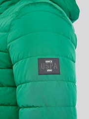 U.S. Polo Assn Green Mens Lightweight Quilt Hooded Puffer Jacket - Image 8 of 12