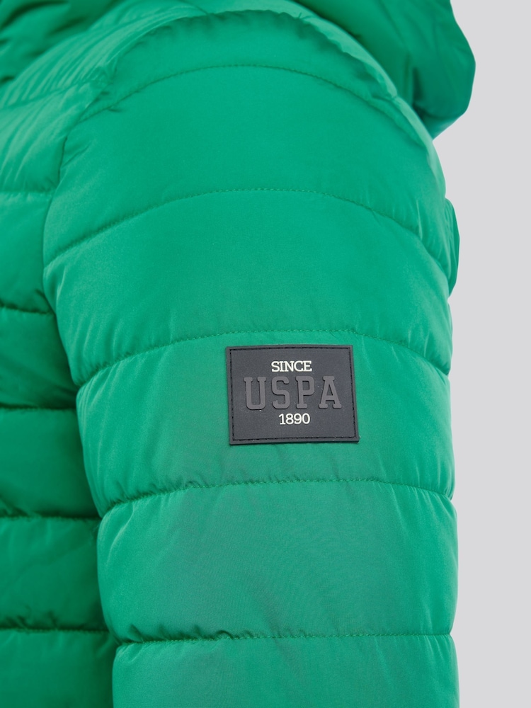Зелений - U.S. Polo Assn Mens Lightweight Quilt з капюшоном Puffer куртка - Image 8 of 12