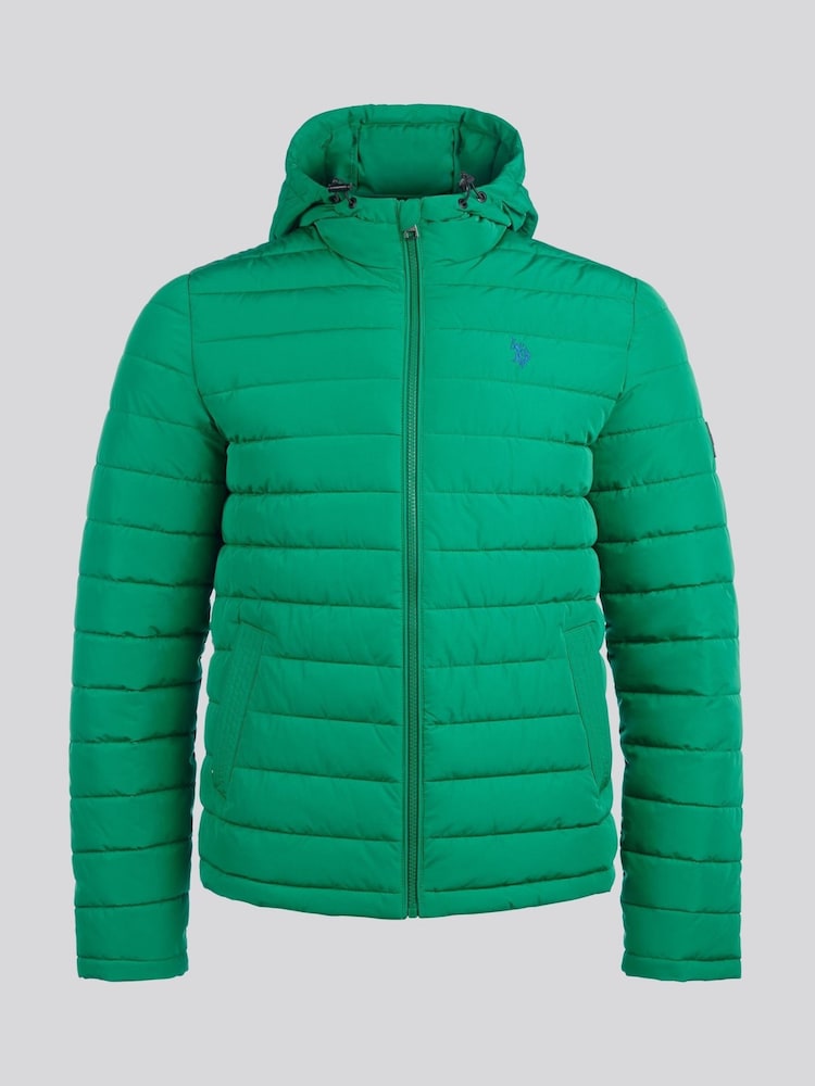 Зелений - U.S. Polo Assn Mens Lightweight Quilt з капюшоном Puffer куртка - Image 9 of 12
