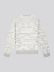 US Polo Assn. Серый свитер с круглым вырезом и узором Фер-Айл - Изображение 6 из 7
