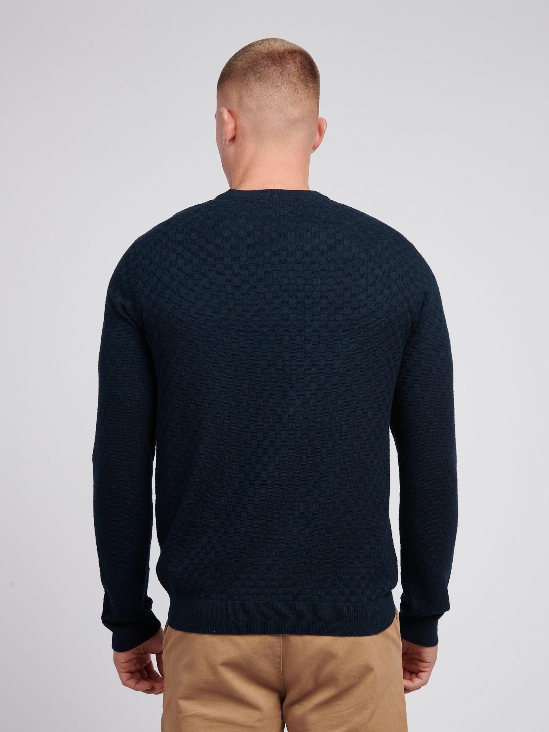 Buy U.S. Polo Assn. Mens Blue Checkerboard Knit Crew Neck