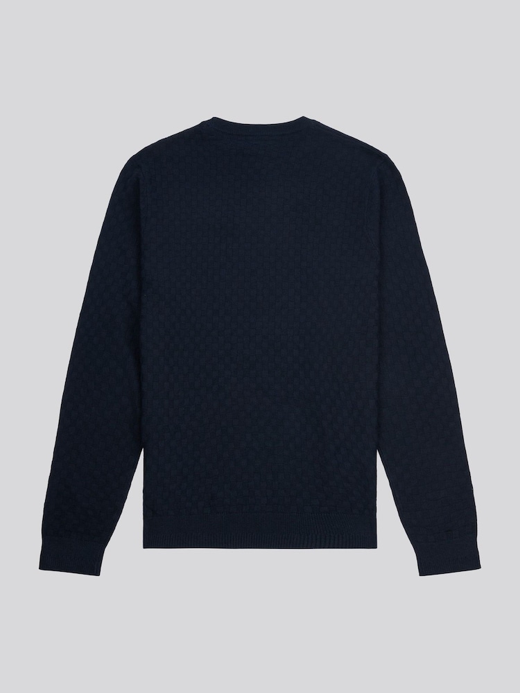 U.S. Polo Assn. Mens Blue Checkerboard Knit Crew Neck Polo Shirt - Image 2 of 4