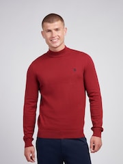 U.S. Polo Assn. Red Mens Combed 100% Cotton Turtle Neck Sweater - Image 1 of 7