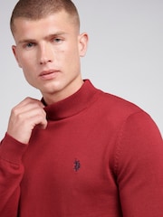 U.S. Polo Assn. Red Mens Combed 100% Cotton Turtle Neck Sweater - Image 2 of 7