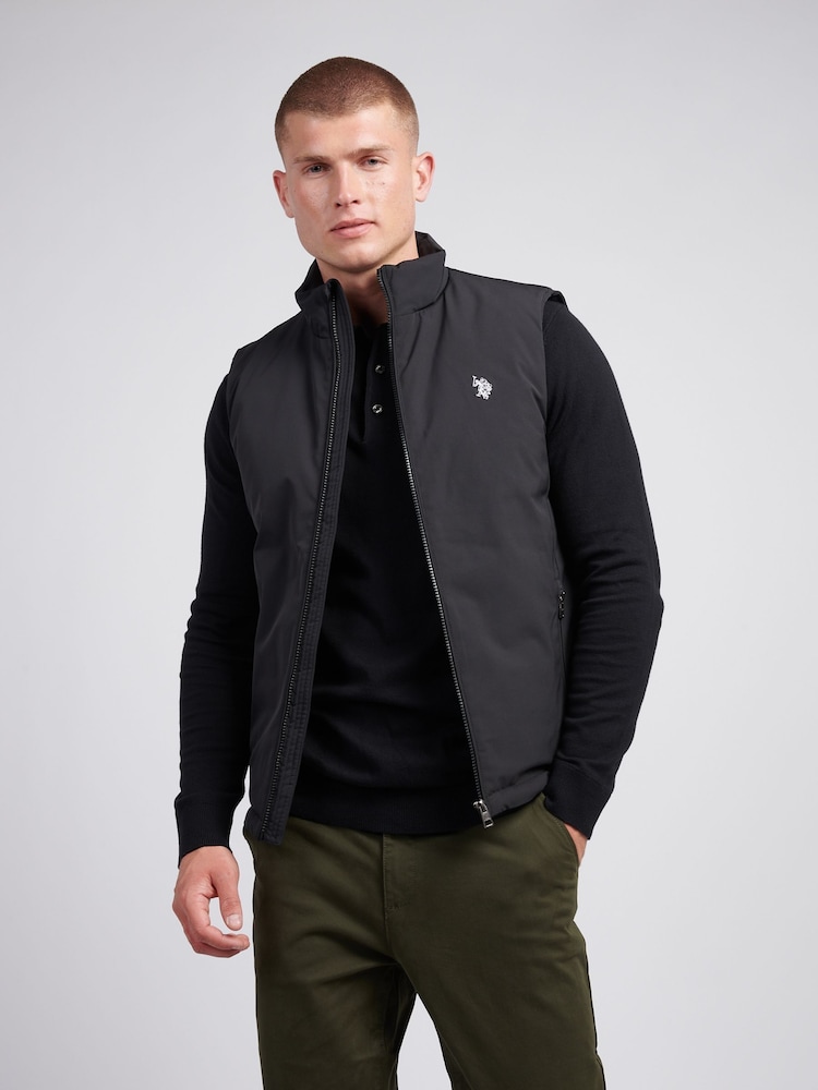 U.S. Polo Assn. Mens Clean Front Quilt Black Gilet - Image 1 of 5