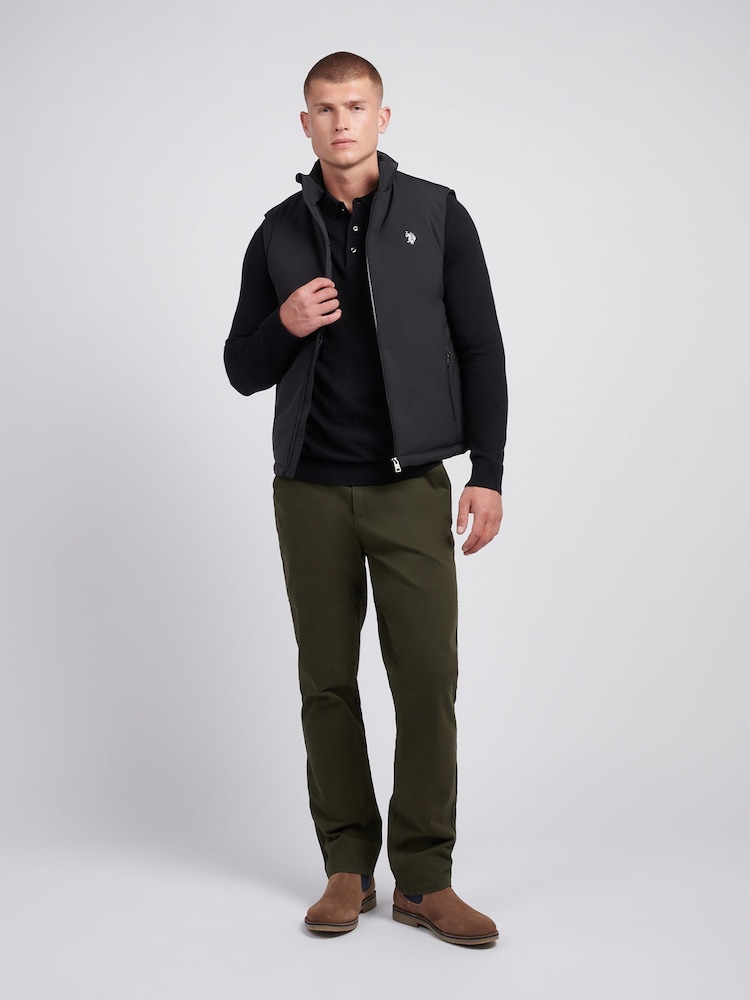 U.S. Polo Assn. Mens Clean Front Quilt Black Gilet - Image 2 of 5