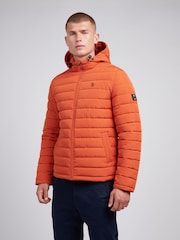 U.S. Polo Assn Brown Mens Lightweight Quilt Hooded Puffer Jacket - Image 1 of 6