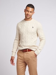 U.S. Polo Assn. Mens Cable Knit Crew Neck Polo Shirt - Image 1 of 7