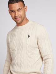 U.S. Polo Assn. Mens Cable Knit Crew Neck Polo Shirt - Image 2 of 7