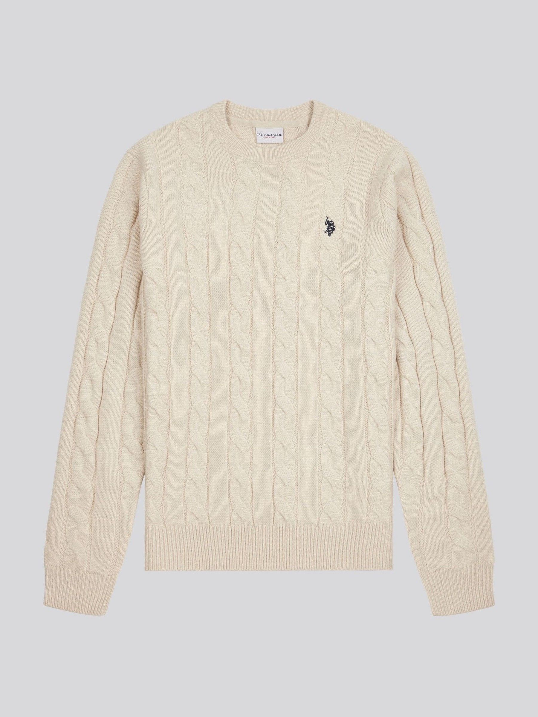 Buy U.S. Polo Assn. Mens Cable Knit Crew Neck Polo Shirt