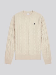 U.S. Polo Assn. Mens Cable Knit Crew Neck Polo Shirt - Image 5 of 7