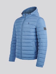 U.S. Polo Assn Blue Mens Lightweight Quilt Hooded Puffer Jacket - Image 2 of 6