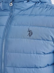 U.S. Polo Assn Blue Mens Lightweight Quilt Hooded Puffer Jacket - Image 5 of 6