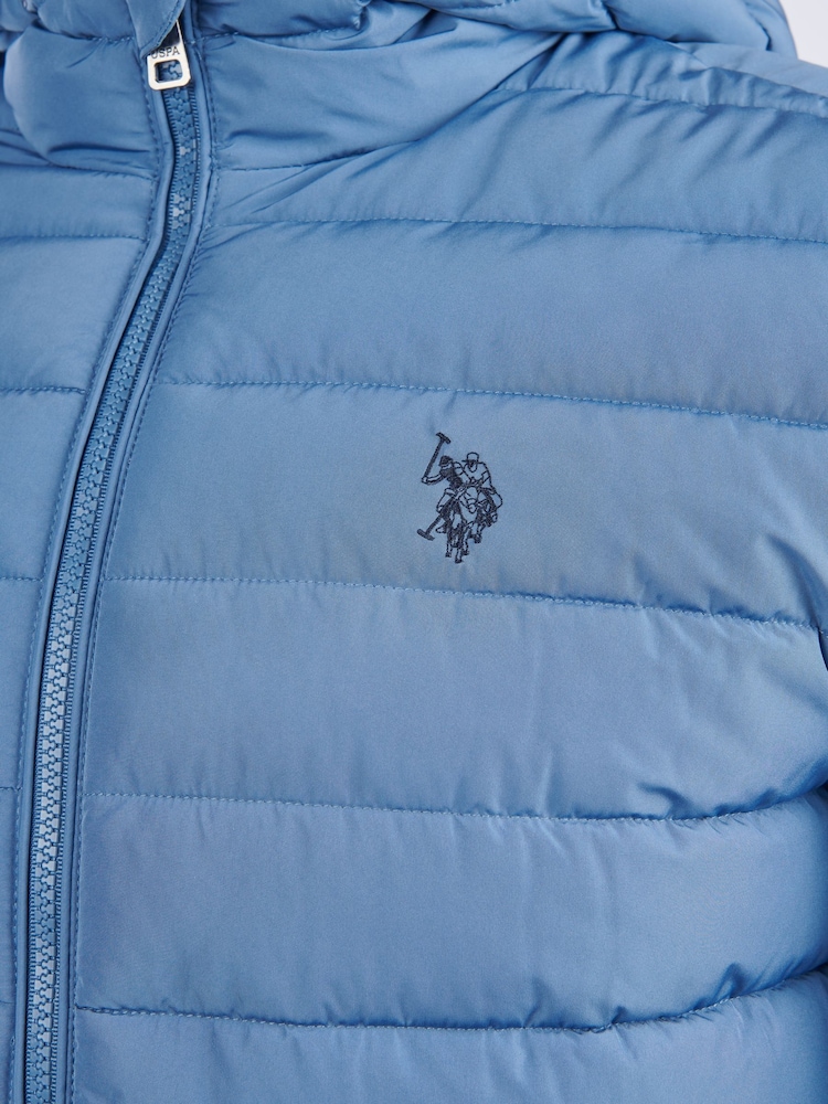 Синій - U.S. Polo Assn Mens Lightweight Quilt з капюшоном Puffer куртка - Image 5 of 6