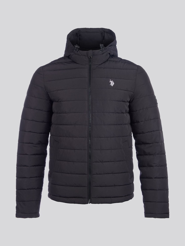 Чорний - U.S. Polo Assn Mens Lightweight Quilt з капюшоном Puffer куртка - Image 10 of 12