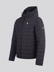 U.S. Polo Assn Black Mens Lightweight Quilt Hooded Puffer Jacket - Image 12 of 12