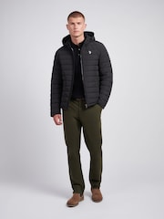 U.S. Polo Assn Black Mens Lightweight Quilt Hooded Puffer Jacket - Image 3 of 12