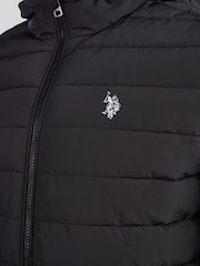 U.S. Polo Assn Black Mens Lightweight Quilt Hooded Puffer Jacket - Image 8 of 12