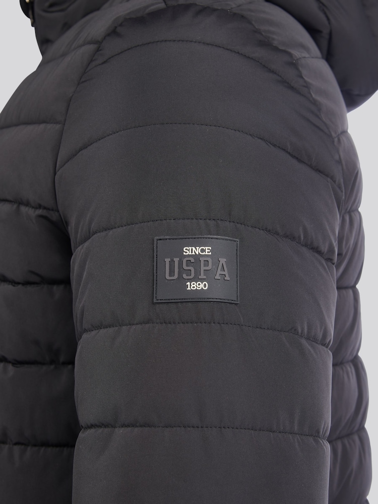 Чорний - U.S. Polo Assn Mens Lightweight Quilt з капюшоном Puffer куртка - Image 9 of 12