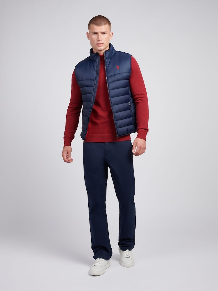 Синій - U.S. Polo Assn. Чоловічий стьобаний жилет із панелями - Image 3 of 9