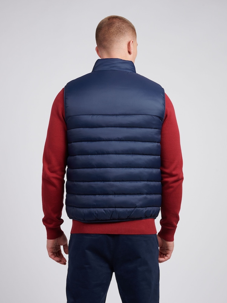 Синій - U.S. Polo Assn. Чоловічий стьобаний жилет із панелями - Image 4 of 9