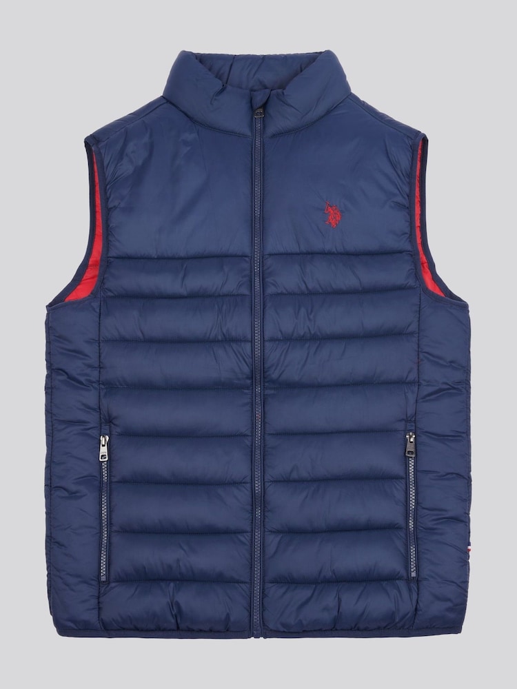 Синій - U.S. Polo Assn. Чоловічий стьобаний жилет із панелями - Image 5 of 9