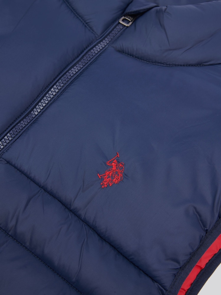 Синій - U.S. Polo Assn. Чоловічий стьобаний жилет із панелями - Image 7 of 9