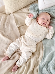 Mamas & Papas Ditsy White Bodysuit Leggings And Bib Set - Image 2 of 6
