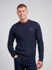 U.S. Polo Assn. Mens Cable Knit Crew Neck Polo Shirt - Image 1 of 7
