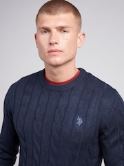 U.S. Polo Assn. Mens Cable Knit Crew Neck Polo Shirt - Image 2 of 7