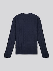 U.S. Polo Assn. Mens Cable Knit Crew Neck Polo Shirt - Image 6 of 7