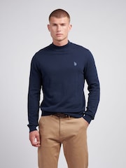 U.S. Polo Assn. Blue Mens Combed 100% Cotton Turtle Neck Sweater - Image 1 of 7