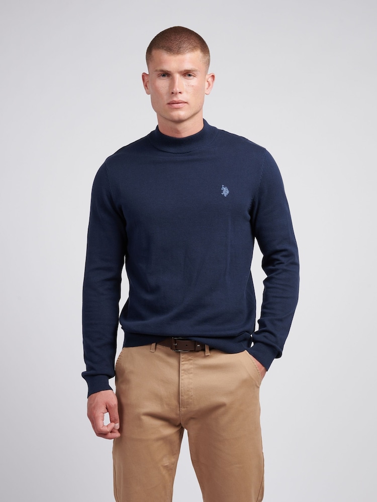 U.S. Polo Assn. Blue Mens Combed 100% Cotton Turtle Neck Sweater - Image 1 of 7