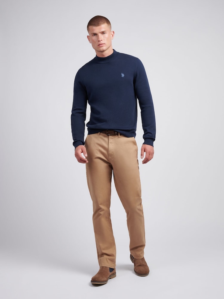 U.S. Polo Assn. Blue Mens Combed 100% Cotton Turtle Neck Sweater - Image 3 of 7